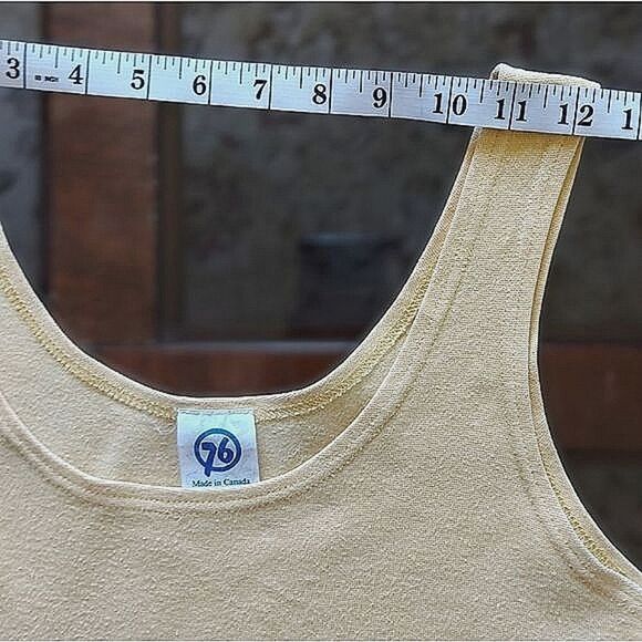 Vtg butter yellow wide strap scoop neck tank top - Picture 8 of 12